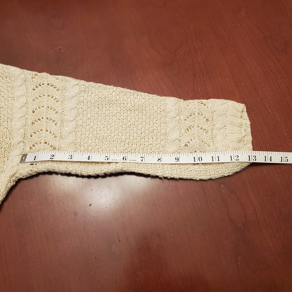 Pink Rose Women's Cream Knit Sweater with Crochet Size M - Picture 7 of 10